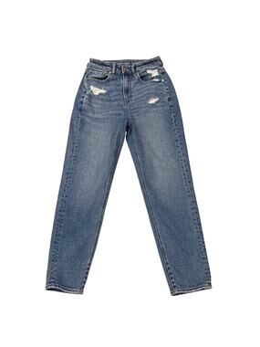 American Eagle Jeans Womens 2 Blue Mom Straight Jean Ripped Distressed 90s Y2K